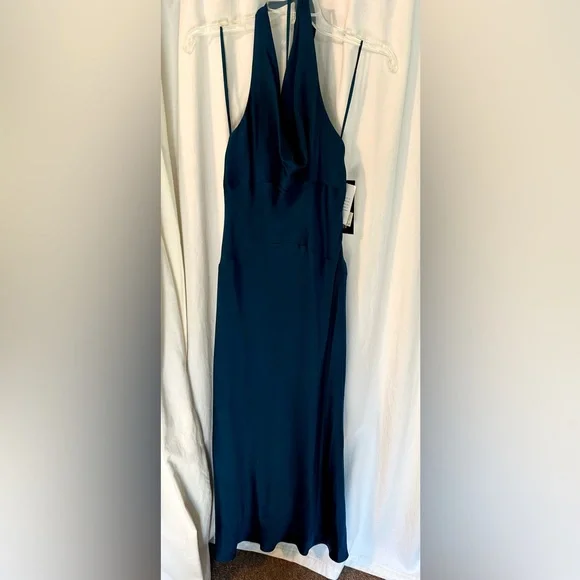 NWT Jones New York Dress, Size 8, Peacock Blue Pleated Back, 100% Silk - Picture 6 of 10